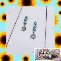 Image 1 of Howlite Beaded Mini Sunflower Earrings
