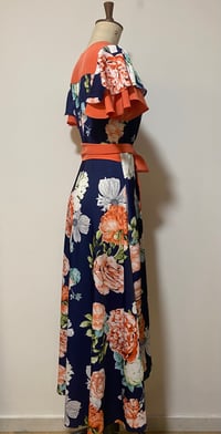 Image 2 of Colour block floral wrap dress