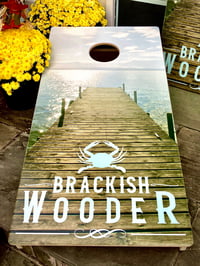 Image 4 of Brackish Wooder Cornhole Boards - Pier Sunset - MT2054