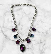 Image 3 of Fuchsia and Blue Oil Spill Necklace 