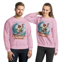 Image 1 of I Ride With Jesus Surfing Unisex Sweatshirt