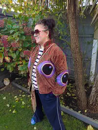 Image 2 of Wanderlust - Velvet evil eye protection jacket -Brown 6- 14 uk