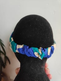 Image 3 of Turban Headband- Blue and grey checks