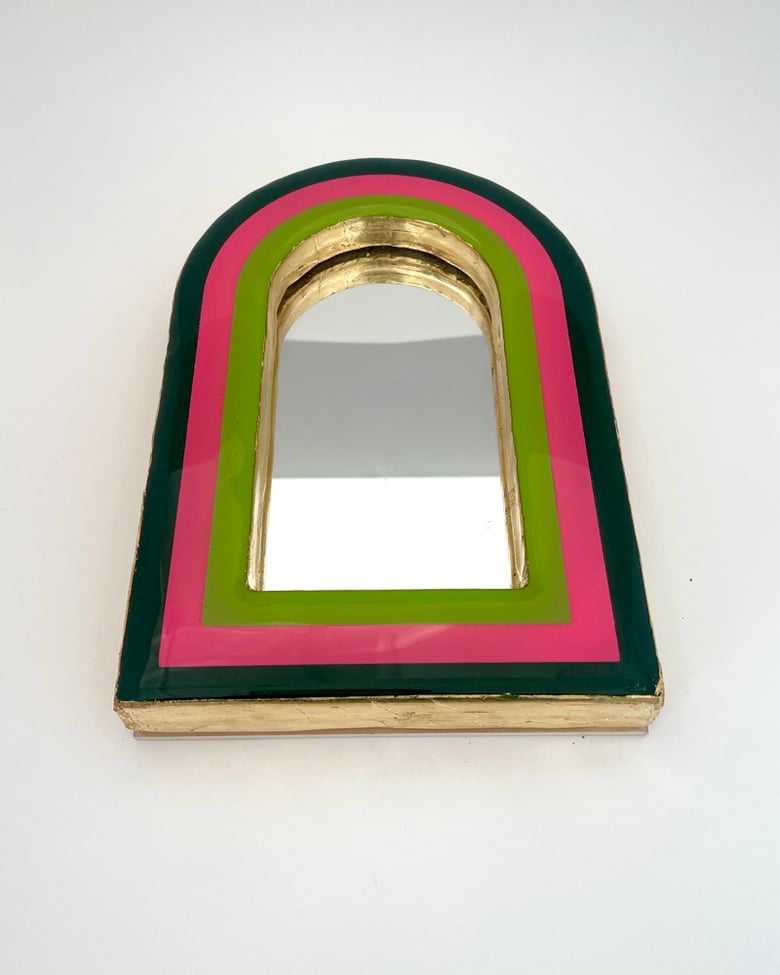 Image of Modernist Mirror Lime Green/Hot Pink/Dark Green