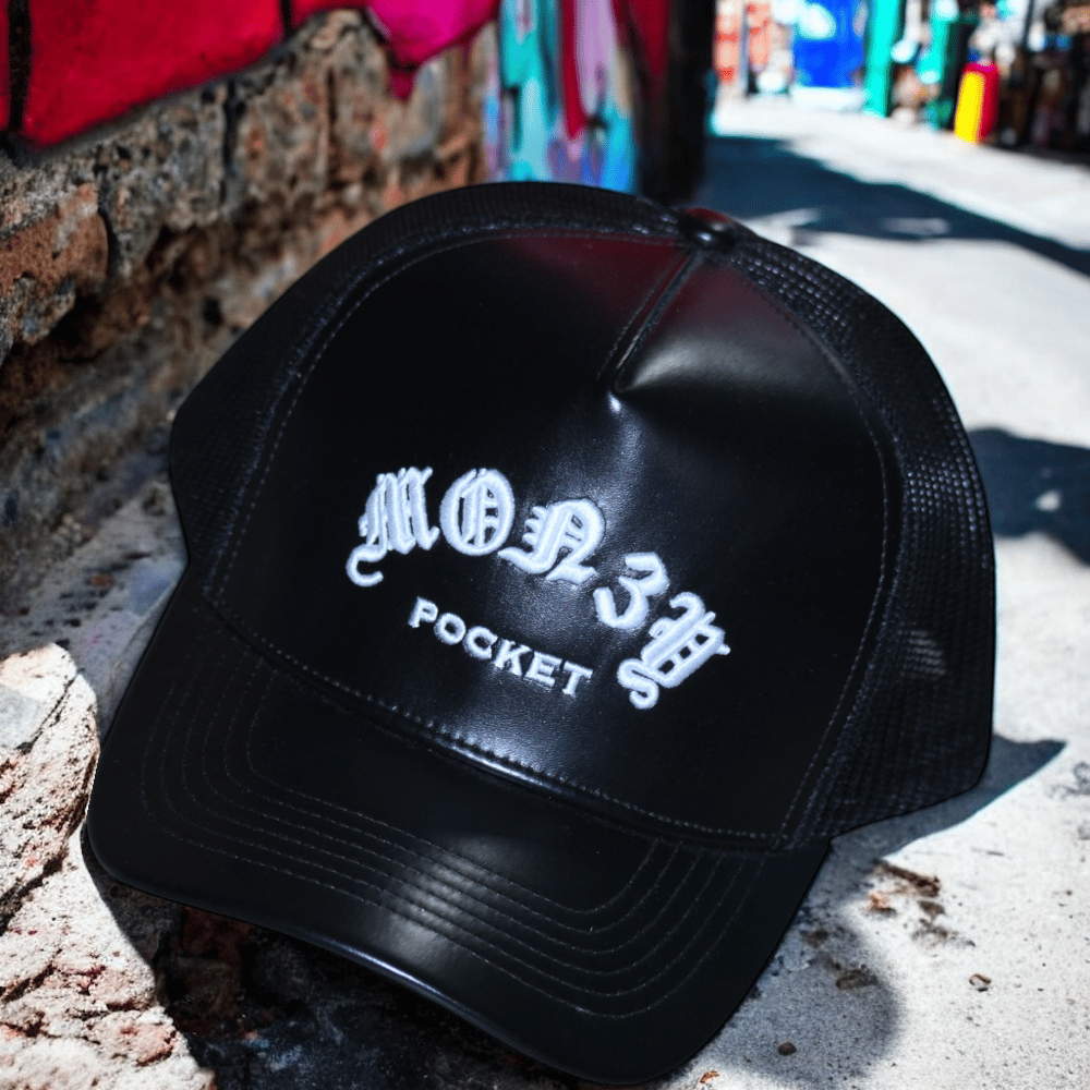 THE LEATHER MP TRUCKER HAT // BLACK