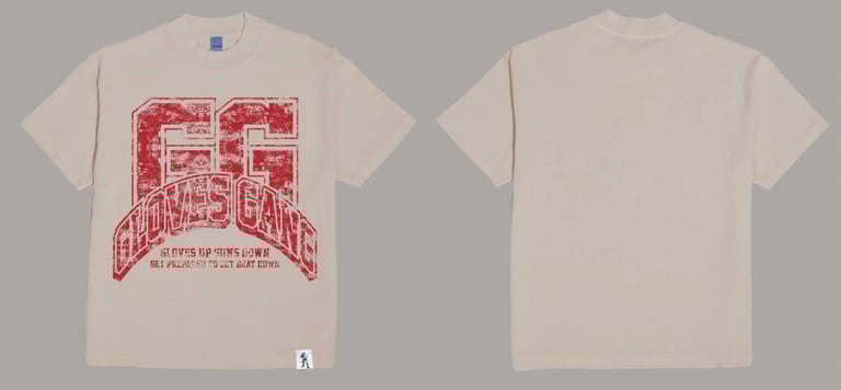 GLOVES GANG HEAVYWEIGHT OVERSIZED TEE (BONE/RED)