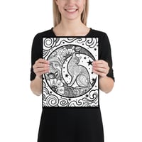 Image 1 of Moon/Cat Mandala Coloring Poster