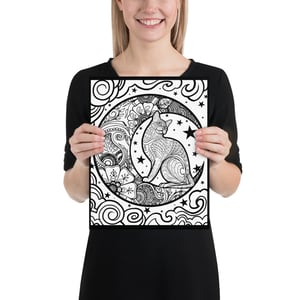 Moon/Cat Mandala Coloring Poster