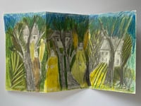 Image 1 of Angels by a village - original concertina drawing 