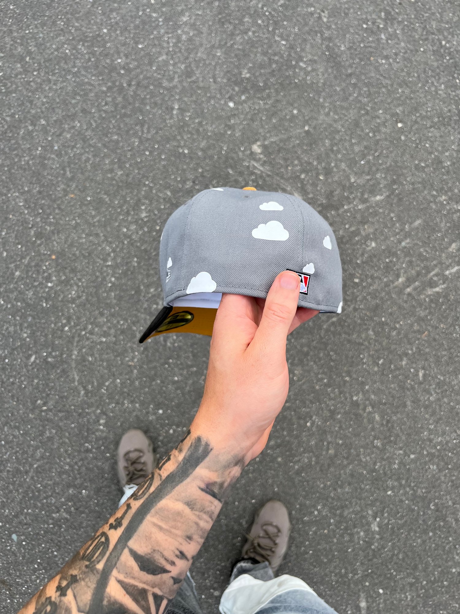 Image of BURNT YELLOW BRIM MULTI TONE PARTLY CLOUDY ROCKIES CUSTOM FITTED CAP