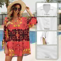 Image 4 of Women's Button Up 3/4 Sleeve Anthurium Shirt
