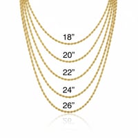 Image 1 of 3mm Gold Tone Rope Chain Necklace – 18” to 26” | Gold Plated Chain