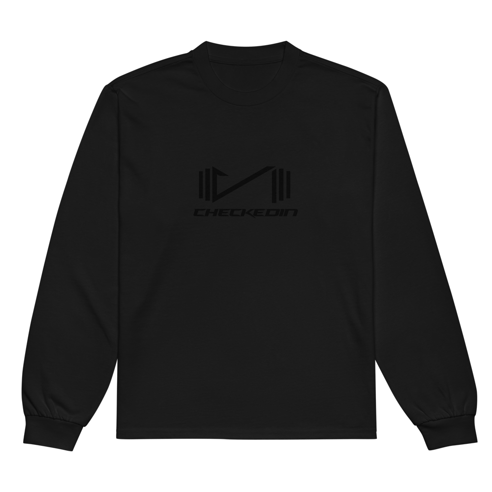 Image of Checkedin Premium Heavyweight Long Sleeve Shirt "Black on Black"