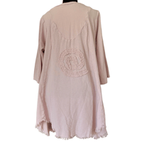 Image 4 of Oh My Gauze Pink Cotton Hooded Oversize Tunic with Pockets and Embroidered Accent - Size XL