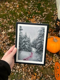 Image 1 of Snowy Landscape 6x8 Framed Original Oil on Paper 