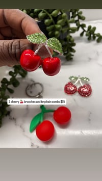 2 cherry brooches and keychain combo