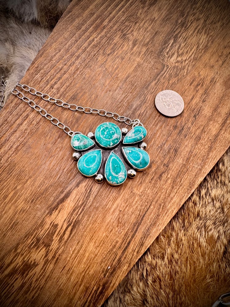 Image of White Water Turquoise Half Cluster Necklace