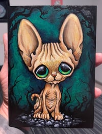 Image 2 of Sphynx Cat Woods Original Acrylic Painting 