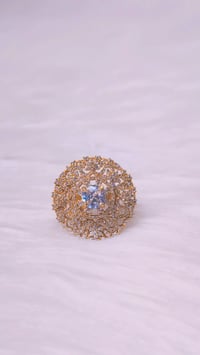 Image 2 of ADR45010_Gold Plated White Stone American Diamond Adjustable Ring