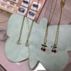 cz crescent moon / cz cherry necklaces 
