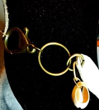 Image 2 of Leather necklace with chain & bone (mudcloth) pendant