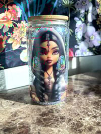 Image 1 of AB Silver 16oz. glass snowglobe tumbler