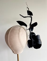Image 2 of Black leather floating  flower headpiece