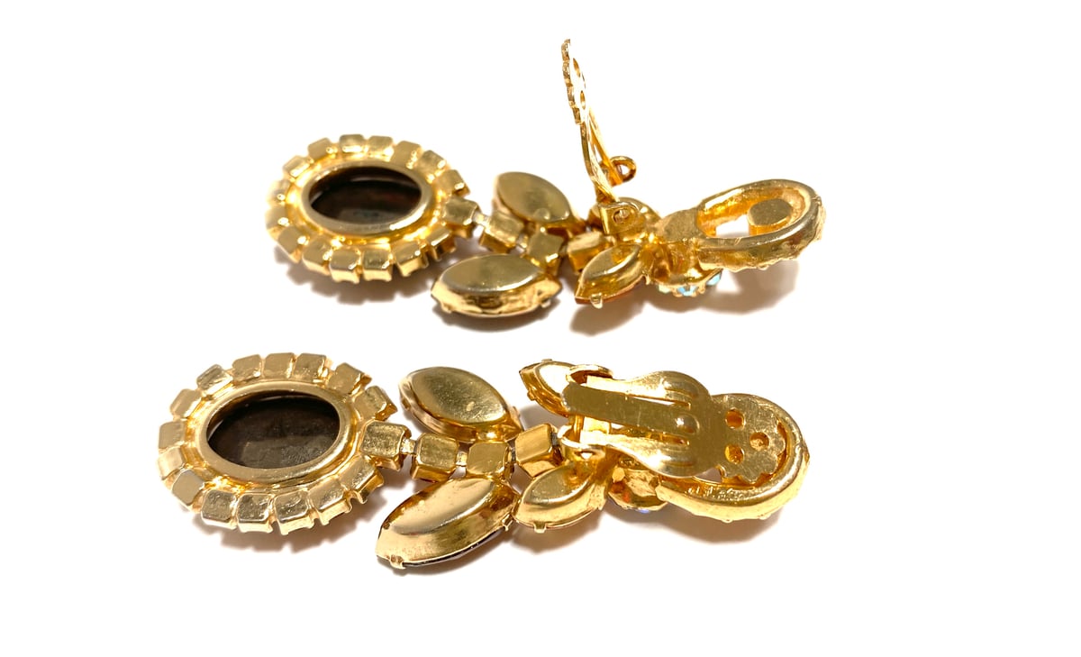 Image of Vintage Topaz Rhinestone Earrings