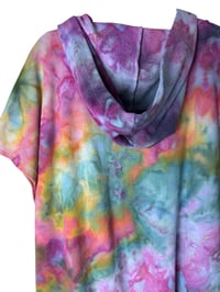 Image 7 of ♻️ UPCYCLED XL French Terry Hooded Dress / Cover-up in Bright Ice Dye
