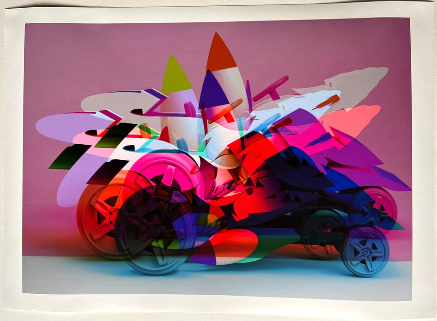 Image of 'Seize Rocket Car' Purple Multi Print