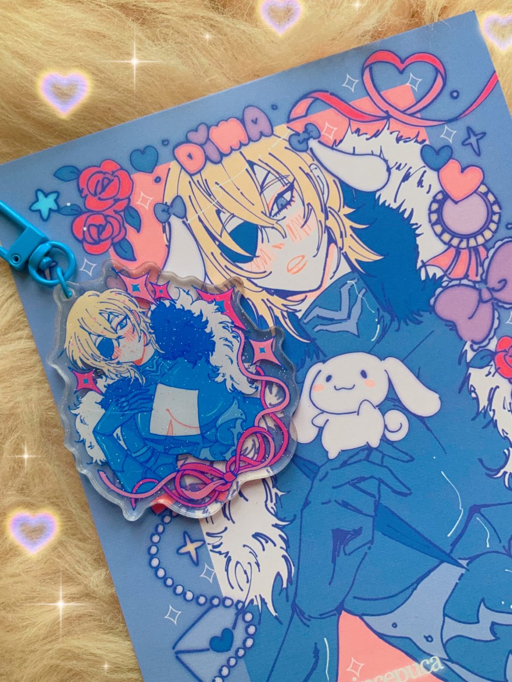 Image of Dimitri x Cinnamoroll A5 Print & Glitter Acrylic Charm