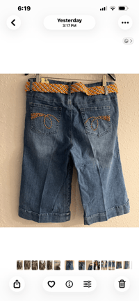 Image 9 of NWT Sz. 14 Apollo belted Beaded Denim Capri #914*19