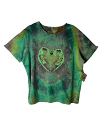 Image 2 of ♻️ UPCYCLED 1X Petite Ladies Heart Tee in Forest Ice Dye