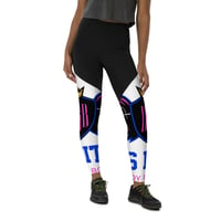 Image 3 of BOSSFITTED White Pink and Blue Sports Leggings