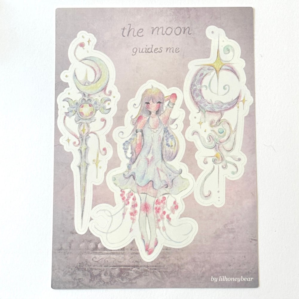 the moon guides me sticker sheet | lilhoneybear