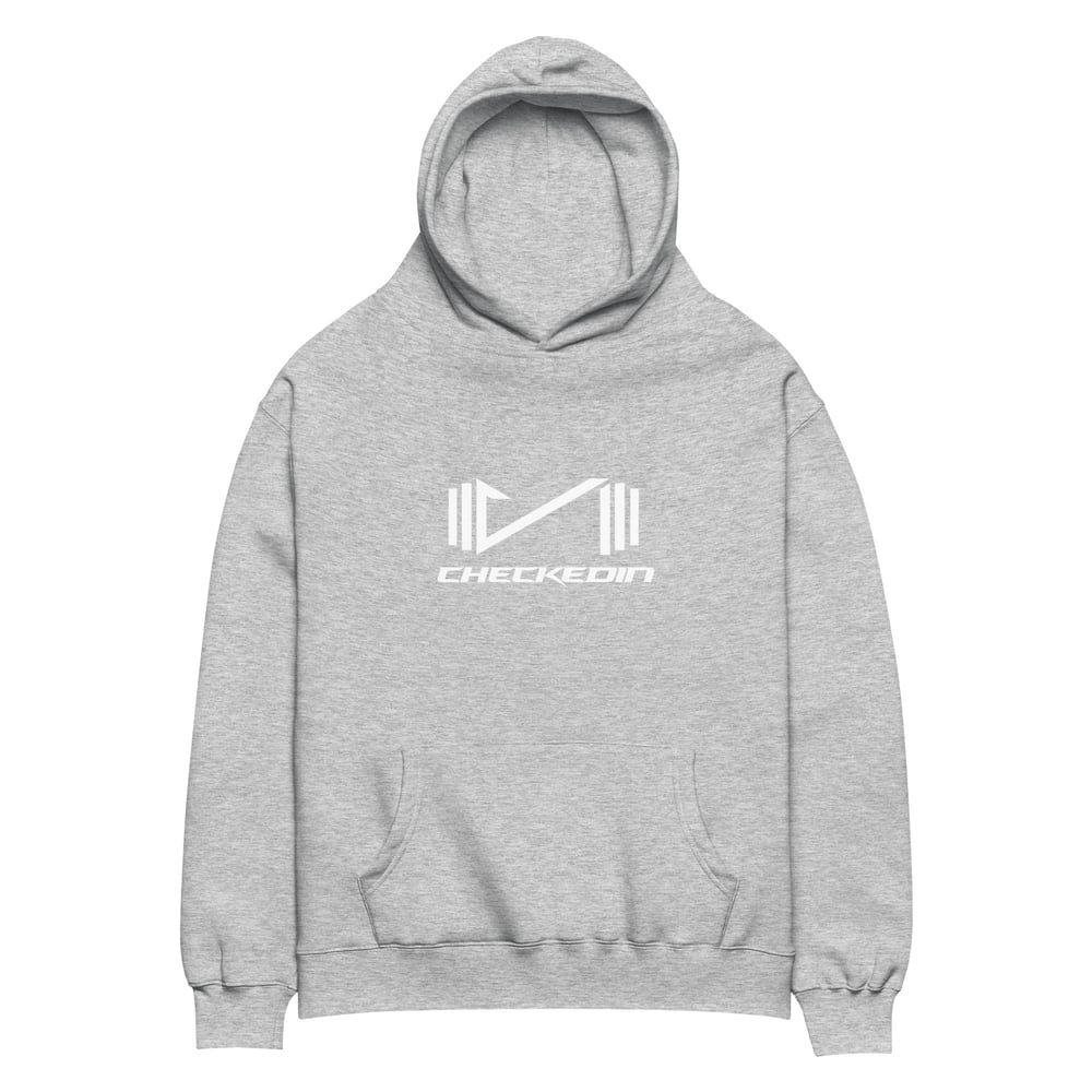 Image of Checkedin Oversized Graphic Hoodie (Grey)