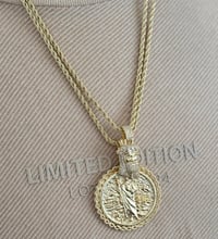 Image 2 of 2 chain combo Men’s necklace/pendant Gold Plated Jesus Two sided coin pendant  