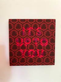 Image 1 of Original Secret Word Embroidery Artwork - “IT’S UP TO YOU” (Red Geometric Tapestry)