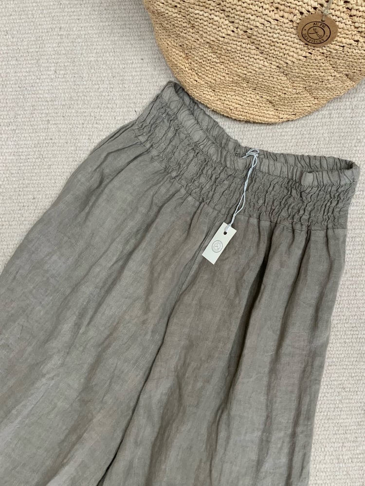 Image of Pantalon en lin palazzo Taupe