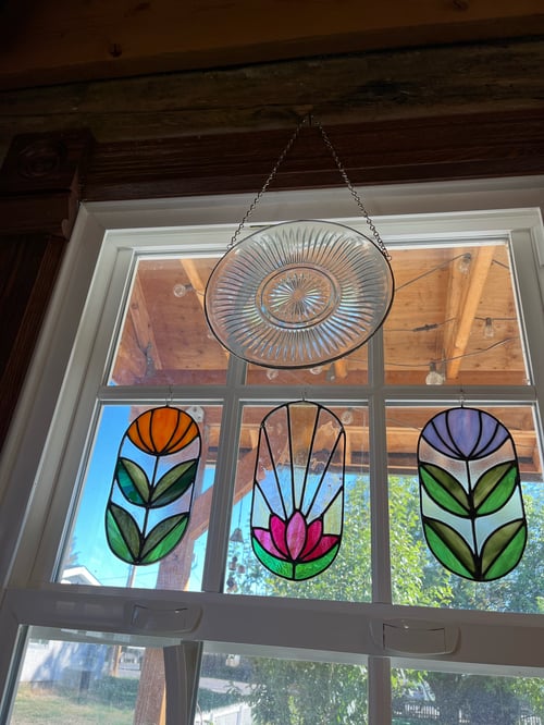 Image of Art deco flower panel- stained glass