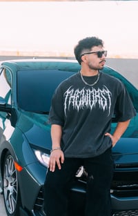 Image 3 of GOTHIC CROSS “OVERSIZED” DROP SHOULDER TEE IN VINTAGE BLACK