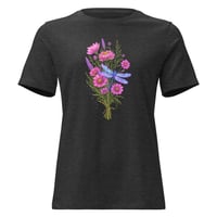 Image 4 of Women's Relaxed T-Shirt, Dragonfly Wildflower Bouquet Tee