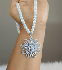 Image 1 of Binu_American Diamond Pearl Set with Adjustable Ring 