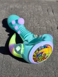 Image 1 of Aqua X Slyme Pipe With Horn And Opal