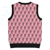 Image 9 of Eugene Teal - Frog with Knife Knit V-neck Vest - Pik and Black