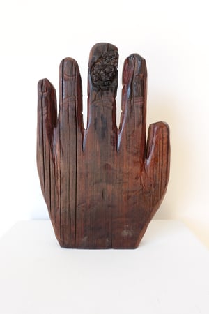 Hartwick Carved Wooden Hand w Burn
