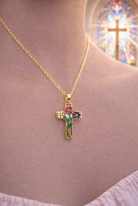 Image 1 of Floral Cross Necklace 