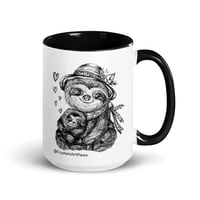 Image 4 of Loving Sloth Mom and Sloth Baby Coffee Mug Art by CrystalsArtPaws