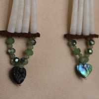 Image 4 of 5 Tier Dentalium Earrings (Abalone Hearts)