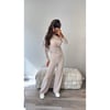 Cream Ribbed One Shoulder Loungewear 